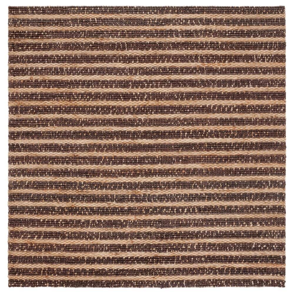 Natural Fiber 6 ft. x 6 ft. Natural/Brown Striped Distressed Square Area Rug price history on PriceWatchPro