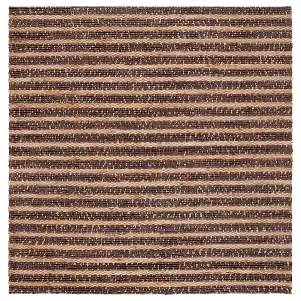 SAFAVIEH Natural Fiber 6 ft. x 6 ft. Natural/Brown Striped Distressed ...