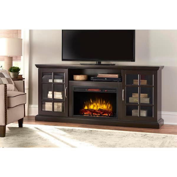 Home Decorators Collection Edenfield 70 in. Freestanding Infrared Electric Fireplace TV Stand in Espresso