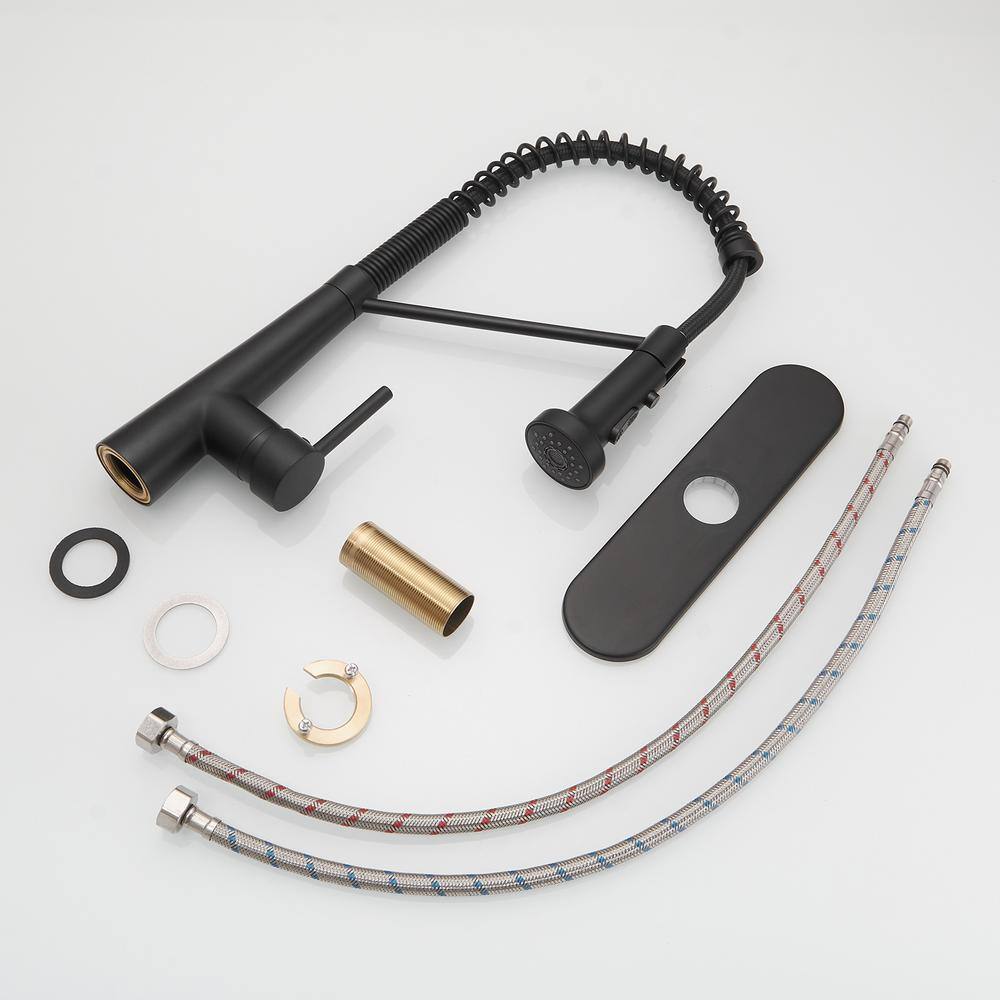 Matte Black Single-Handle Pull-Down Sprayer High Arc Kitchen Faucet