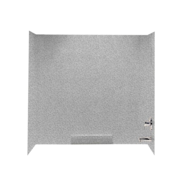 Swan 30 in. x 60 in. x 58 in. 3-Piece Easy Up Adhesive Alcove Tub Surround in Gray Granite