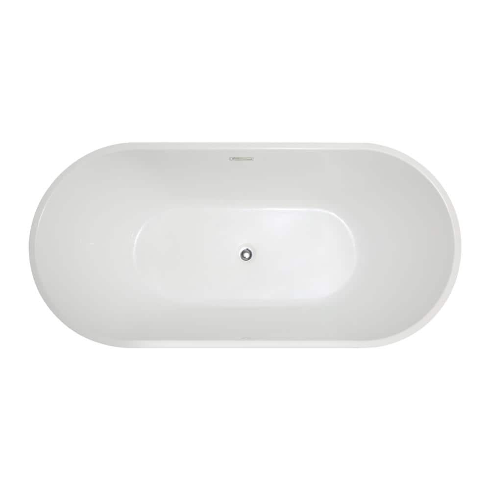 Chand Series 67'' White Freestanding Acrylic Bathtub