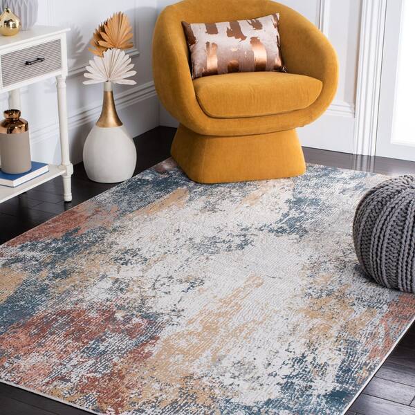 Reflection 7 ft. x 9 ft. Gray/Blue Abstract Area Rug