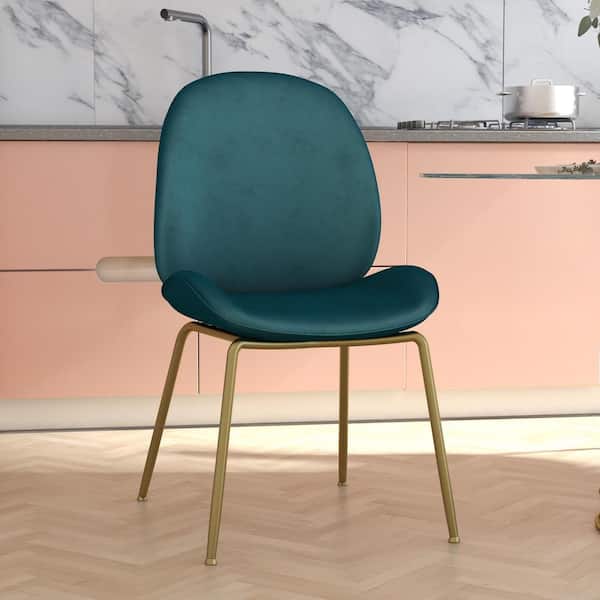 CosmoLiving Home by Dining Chair Blue with - Upholstered The Cosmopolitan Brass C008416CL Metal Velvet Depot Astor Leg