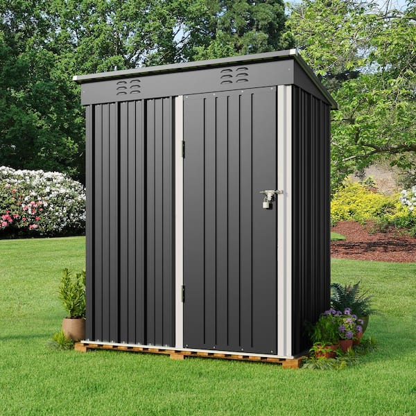 Lofka 5 ft. W x 3 ft. D Gray Outdoor Storage Metal Shed with