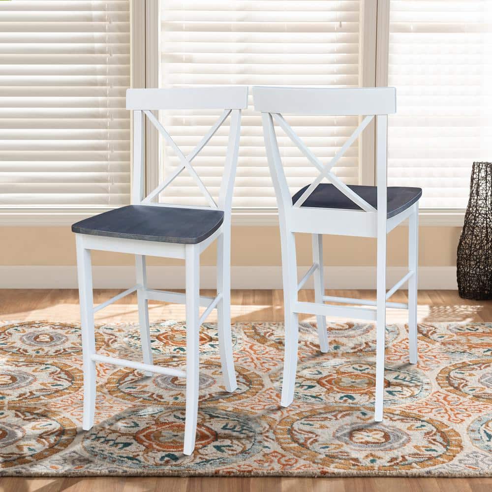 Heather Gray Solid Parawood Traditional X-Back Barstool