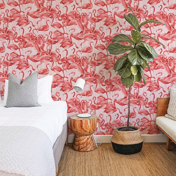 Cheeky Pink Flamingo Vinyl Peel and Stick Wallpaper Roll (Covers 28 sq. ft.)