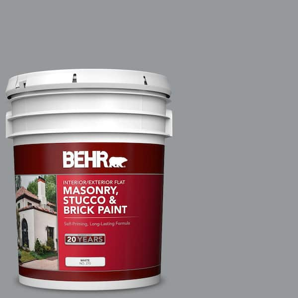 BEHR 5 gal. #MS-82 Cobblestone Grey Flat Interior/Exterior Masonry, Stucco and Brick Paint