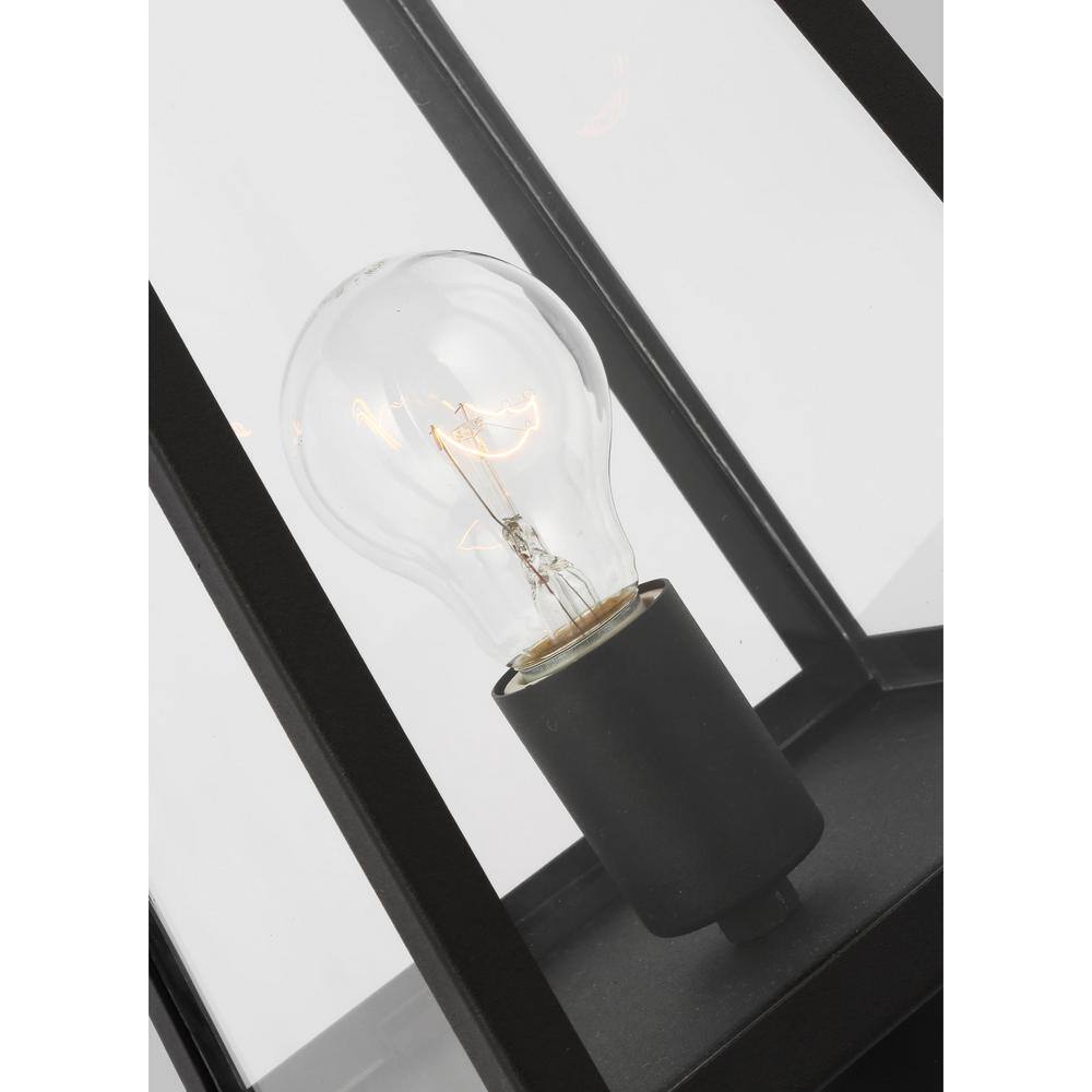 Black Outdoor Post Lantern with Clear Glass Panels