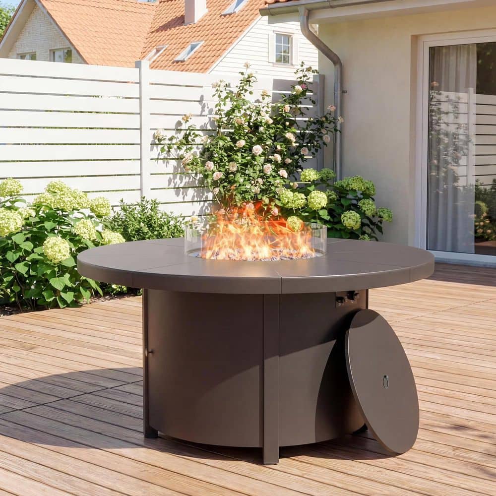 Zerpod Metal Outdoor 48 in. Round Propane Fire Pit Table with