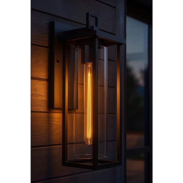Mateo 1-Light Black Hardwired Outdoor Wall Lantern Sconce