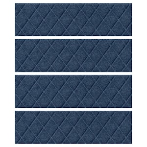 Waterhog Argyle Navy 8.5 in. x 30 in. PET Polyester Indoor Outdoor Stair Tread Cover (Set of 4)