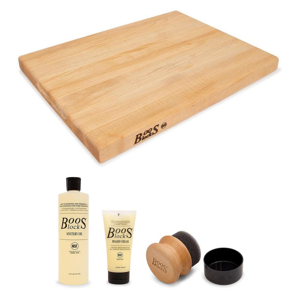 JOHN BOOS 20 in. x 15 in. Rectangular Wood Edge Grain Cutting Board with  Natural Moisture Cream, Maple CB1054-1M2015150 + BWC-3 - The Home Depot