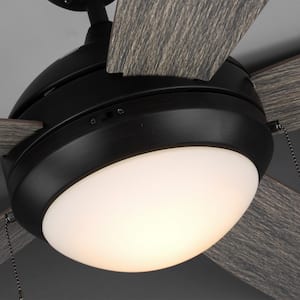 Discus Classic 44 in. Integrated LED Indoor Aged Pewter Ceiling Fan with Light Grey Weathered Oak Blades, 3000K Light