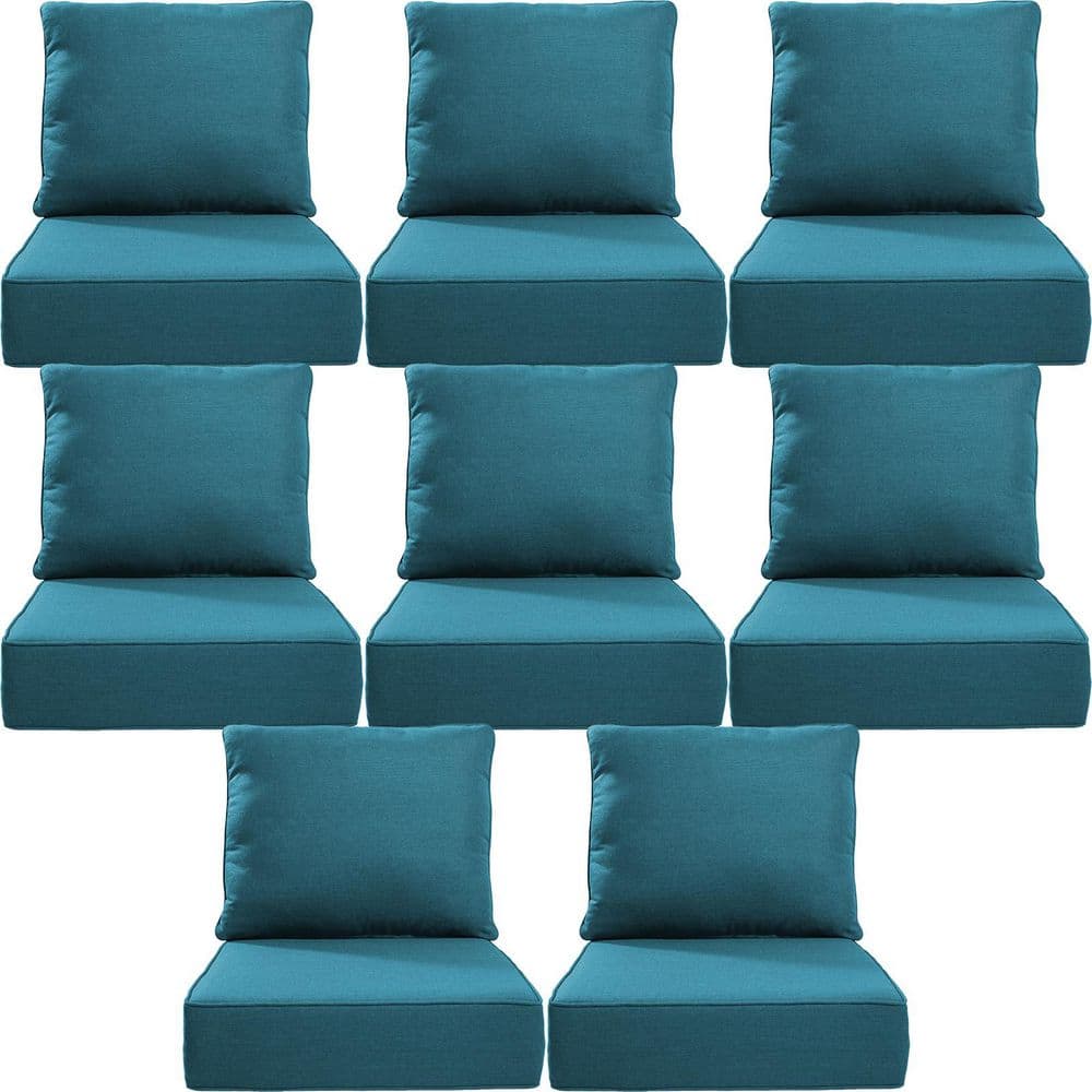 24 x 24 x 6 in. Thick Set of 8 Deep Seating Outdoor Lounge Chair Replacement Cushion in Peacock Blue price history on PriceWatchPro
