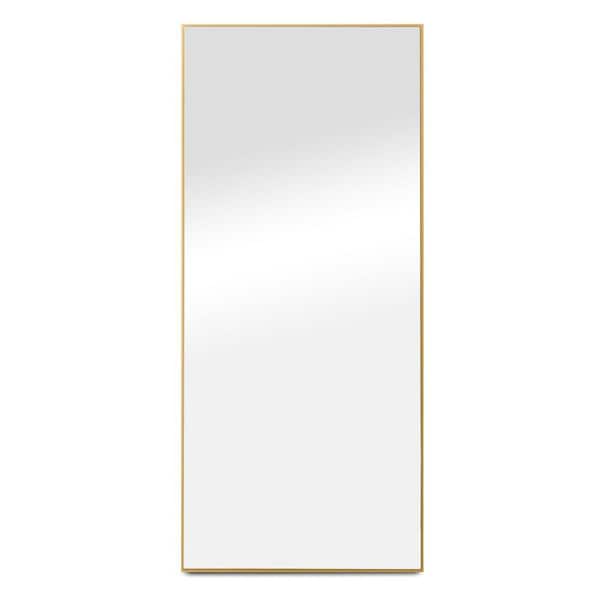 Tenleaf Gold 24 in. W x 71 in. H Rectangle Metal Floor Mirror, Full Length Mirror Free-Standing Hanging or Leaning