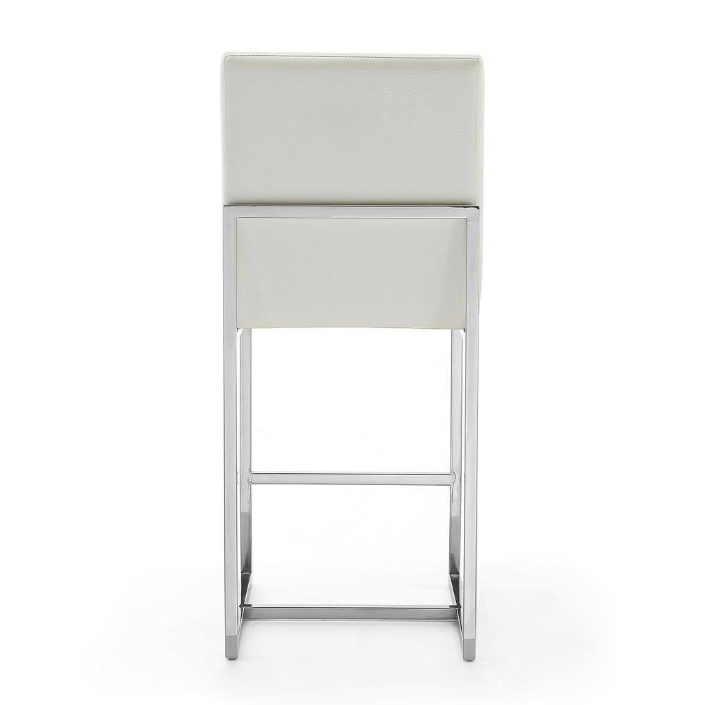 Pearl White Polished Chrome Geometric Counter Stool