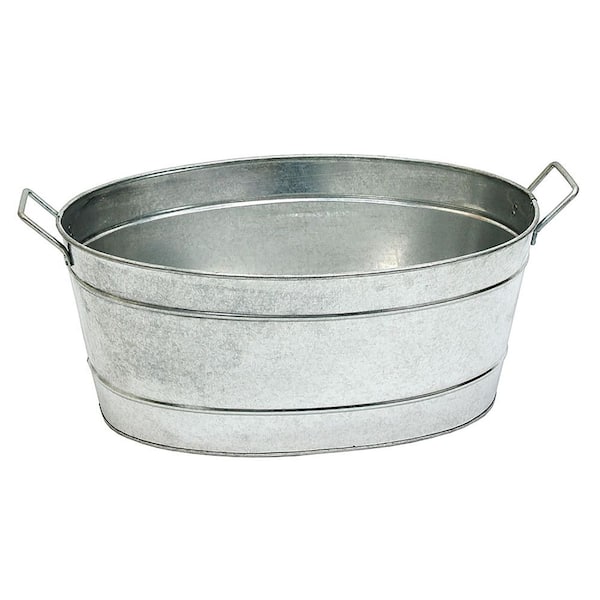 Oval Galvanized Tub With 2 Side Handles, 21 Inch Long, Cleaning Bucket, Steel