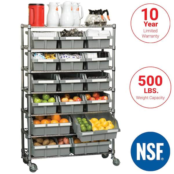 Seville Classics Platinum Commercial 7-Tier NSF 16-Bin Rack Storage System