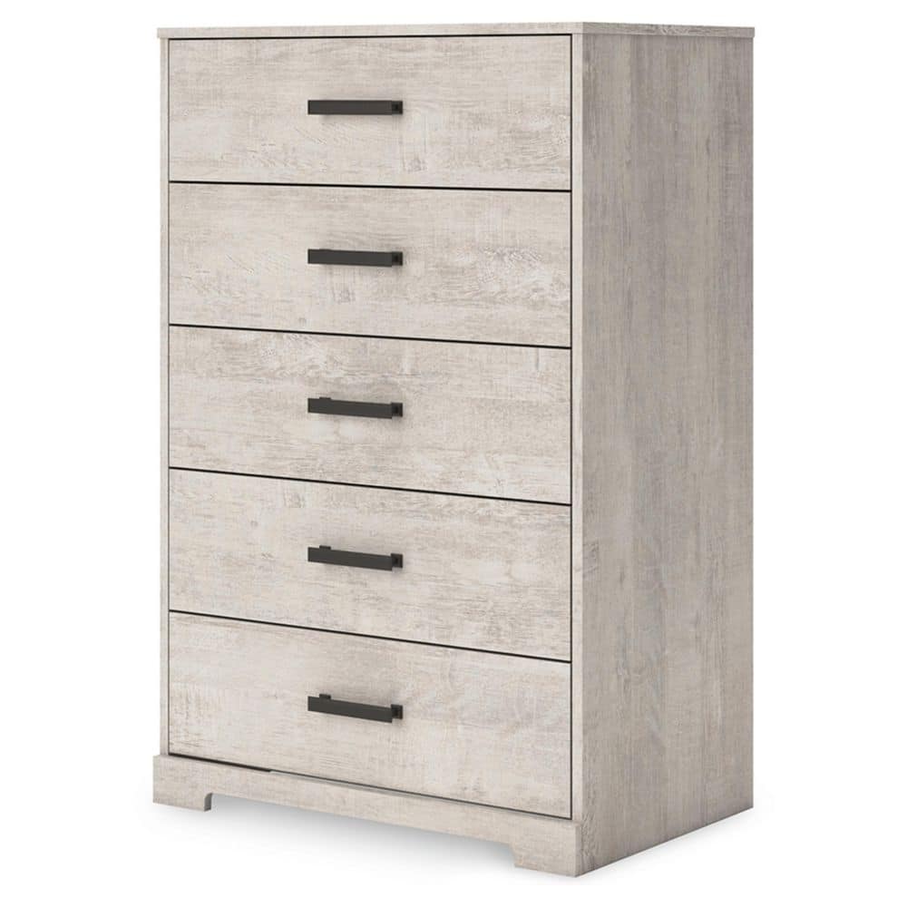 Gray Oak Grain 5-Drawer Farmhouse Dresser
