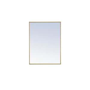 Timeless Home 24 in. W x 32 in. H x Contemporary Metal Framed Rectangle Brass Mirror