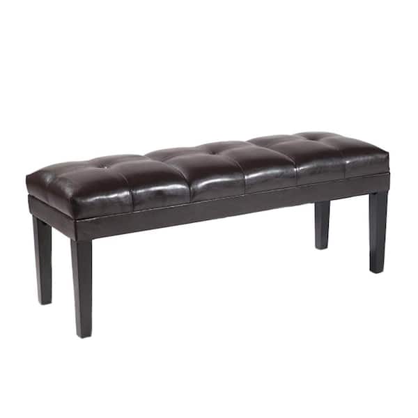 Armen Living Howard 20 in. H x 51 in. W x 17 in. D Brown Bonded Leather Bench
