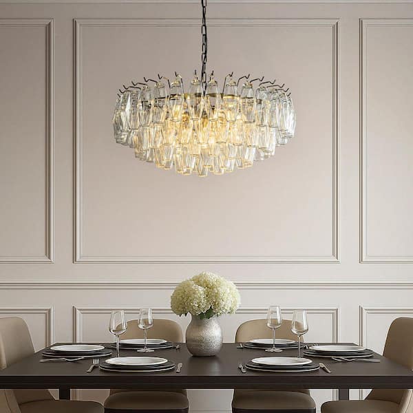 ALOA DECOR W28 in. 6-Light Mid-Century Modern Aged Bronze Round