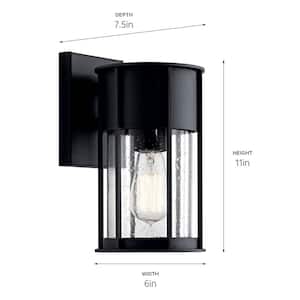 Camillo 11 in. 1-Light Textured Black Outdoor Hardwired Wall Lantern Sconce with No Bulbs Included (1-Pack)