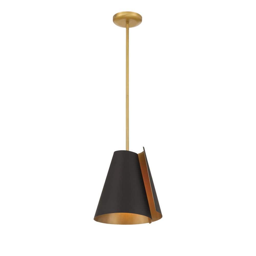 Hillcrest 100-Watt 1-Light Dark Bronze and Legacy Brass 12 in. Cone Pendant Light with a Metal Shade, No Bulb Included price history on PriceWatchPro