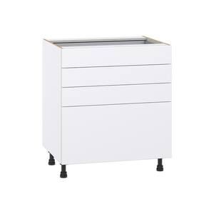 Fairhope Bright White Slab Assembled Base Kitchen Cabinet with 4 Drawers (30 in. W x 34.5 in. H x 24 in. D)