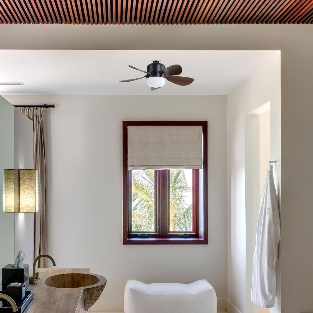 16" Black and Brown ABS Ceiling Fan with LED Light and Remote