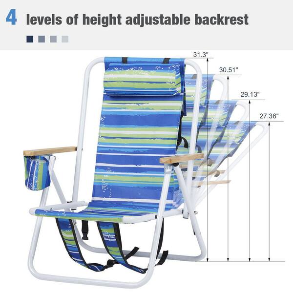 Sunocity Blue Metal Lawn Chair with Frame 600D Oxford Fabric and