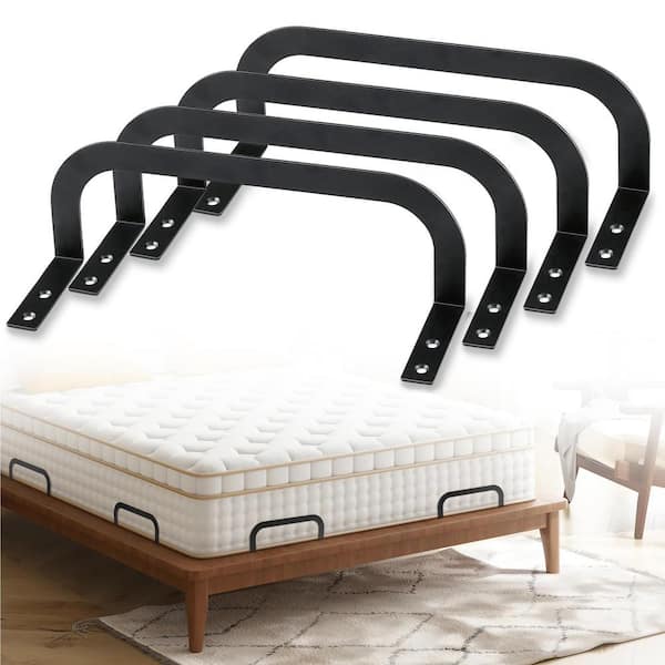 Angel Sar Black Mattress Retainer Bar for Adjustable Bed, Mattress Holder in Place to Keep Mattress from Sliding (4-Pack)