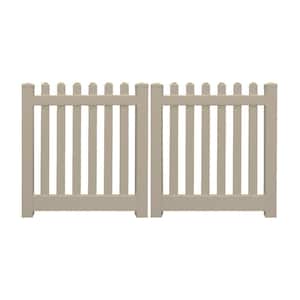 Plymouth 10 ft. W x 3 ft. H Khaki Vinyl Picket Fence Double Gate Kit Includes Gate Hardware