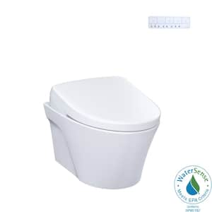 AP DuoFit WASHLET+ 2-Piece 0.9/1.28 GPF Dual Flush Elongated Wall Hung Toilet and S7 Bidet Seat in Cotton White