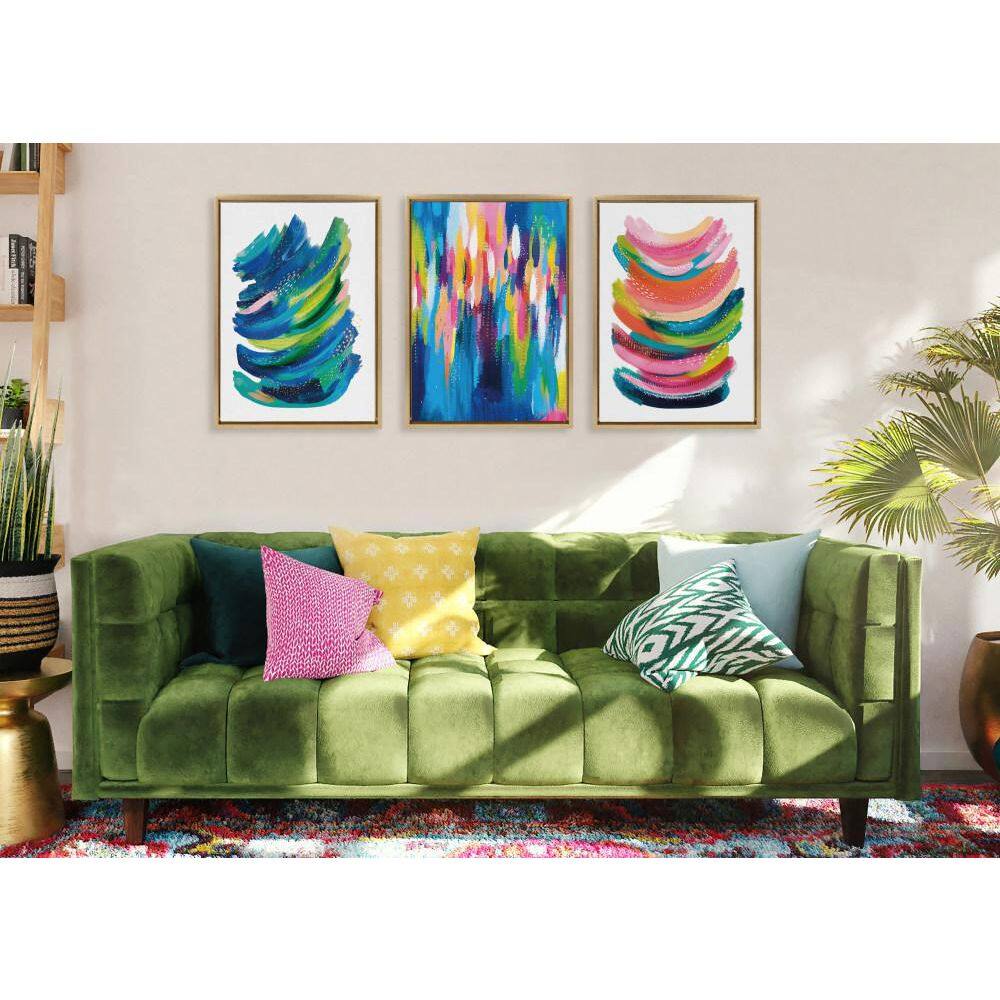 Gold Framed Abstract Colorful Canvas Wall Art, 18x24