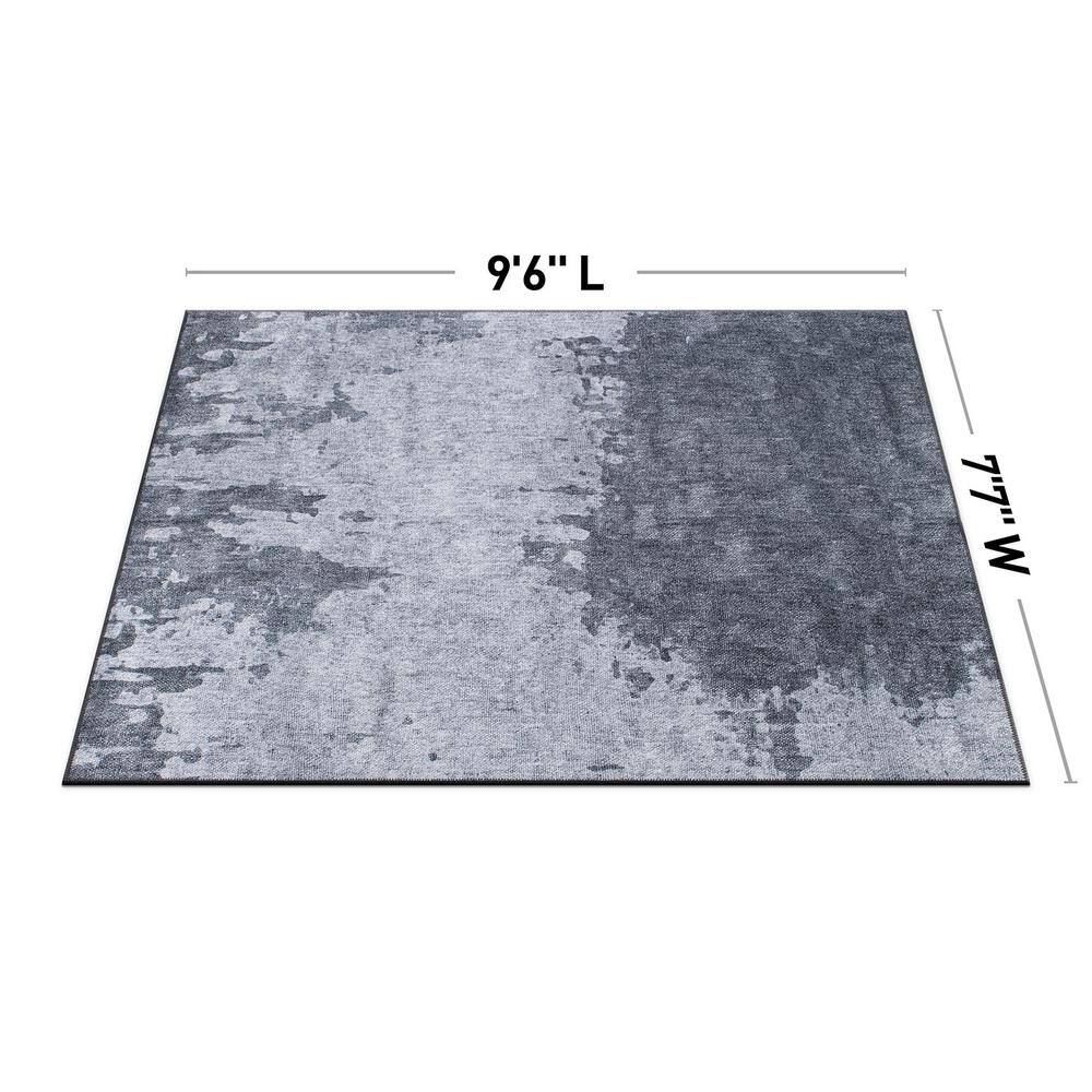 Gray Abstract Flat Woven Machine Washable Area Rug