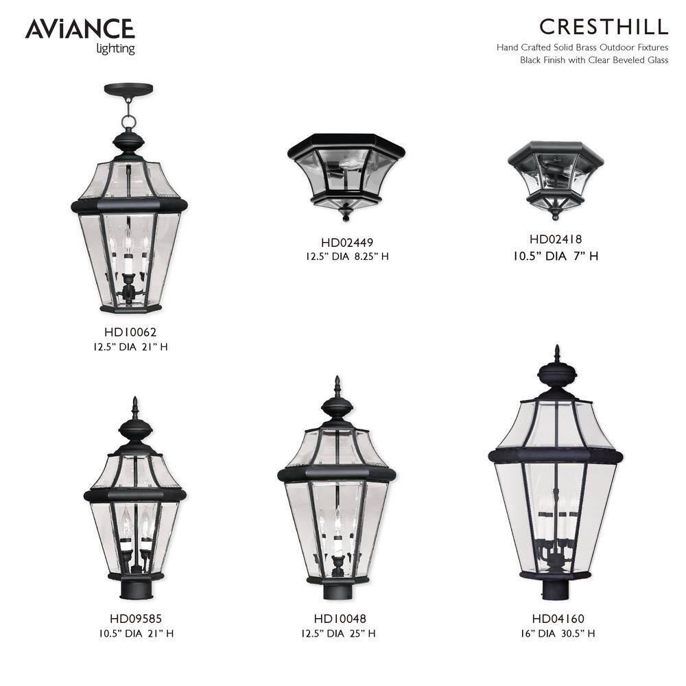 Georgetown Classic Black Brass 3-Light Outdoor Pendant with Clear Beveled Glass