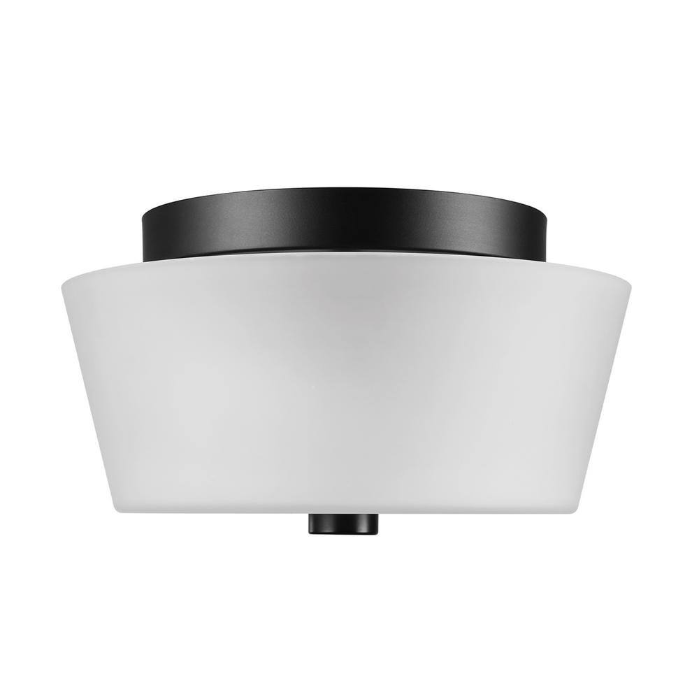 Elegant Bronze and White Glass Globe Flush Mount Ceiling Light