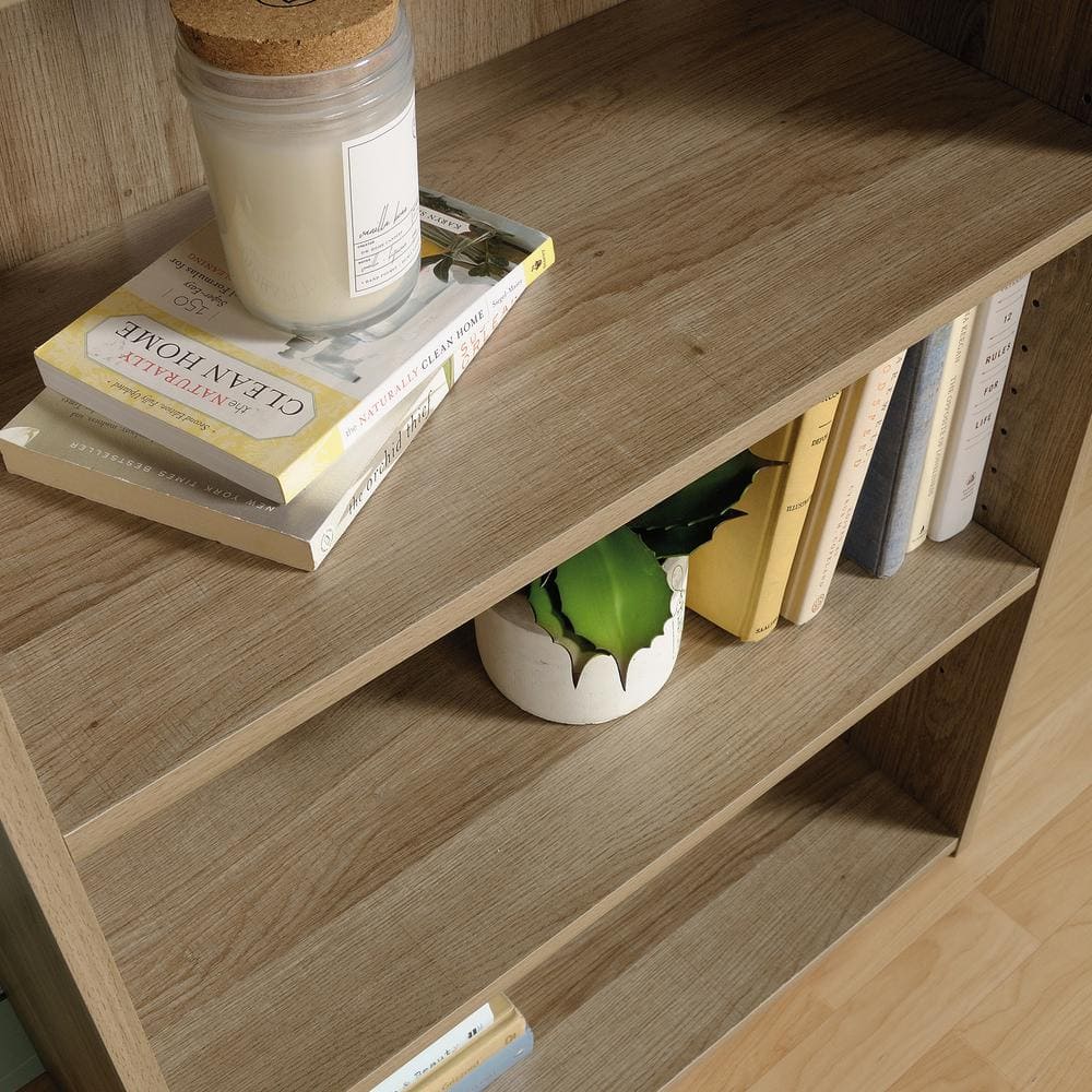 Adjustable Summer Oak 3-Shelf Wooden Bookcase