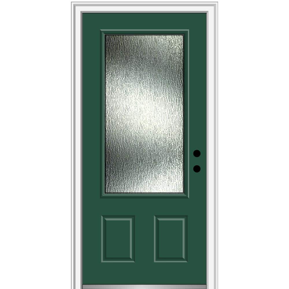 Rain Glass 36 in. x 80 in. Left-Hand Inswing Hunter Green Fiberglass Prehung Front Door on 4-9/16 in. Frame price history on PriceWatchPro