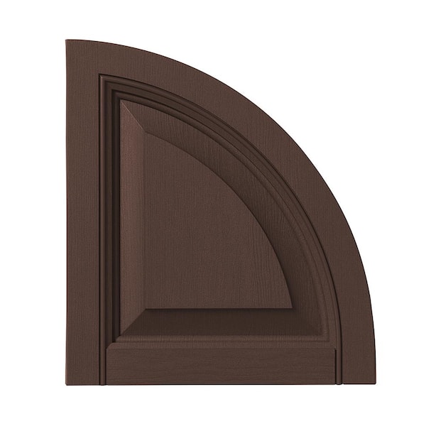 15 in. x 16 in. Polypropylene Raised Panel Arch Design in Terra Brown Shutter Tops Pair