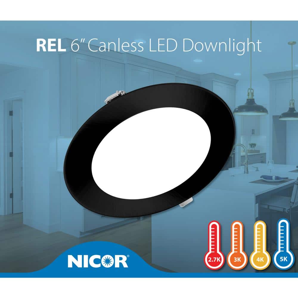 6'' Black Aluminum Dimmable LED Recessed Lighting Kit