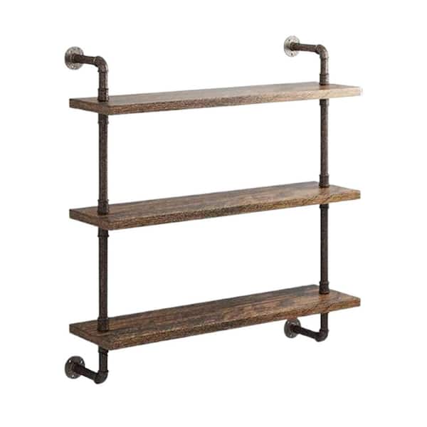 32 in. W x 7.8 in. D 3 Tier Industrial Pipe Shelf Decorative Wall Shelf