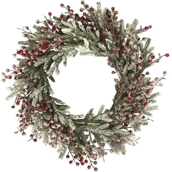 Fraser Hill Farm 25 in. Artificial Christmas Wreath with Berries