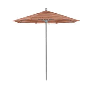 7.5 ft. Grey Woodgrain Aluminum Commercial Market Patio Umbrella Fiberglass Ribs and Push Lift in Dolce Mango Sunbrella