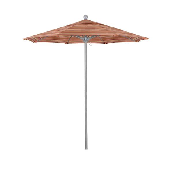 California Umbrella 7.5 ft. Grey Woodgrain Aluminum Commercial Market Patio Umbrella Fiberglass Ribs and Push Lift in Dolce Mango Sunbrella