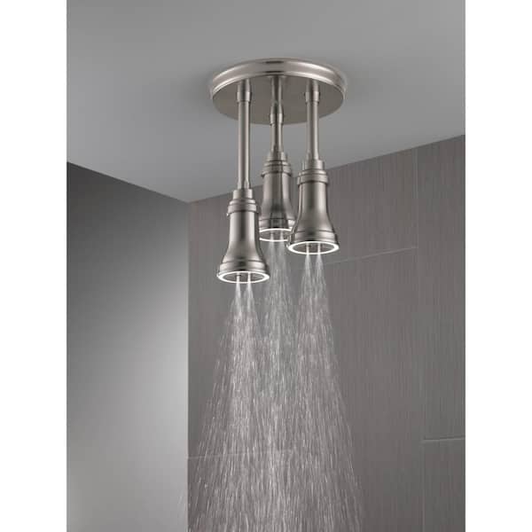 Traditional 1-Spray Patterns 2.5 GPM 9.25 in. Ceiling Mount Fixed Shower Head with H2Okinetic in Stainless
