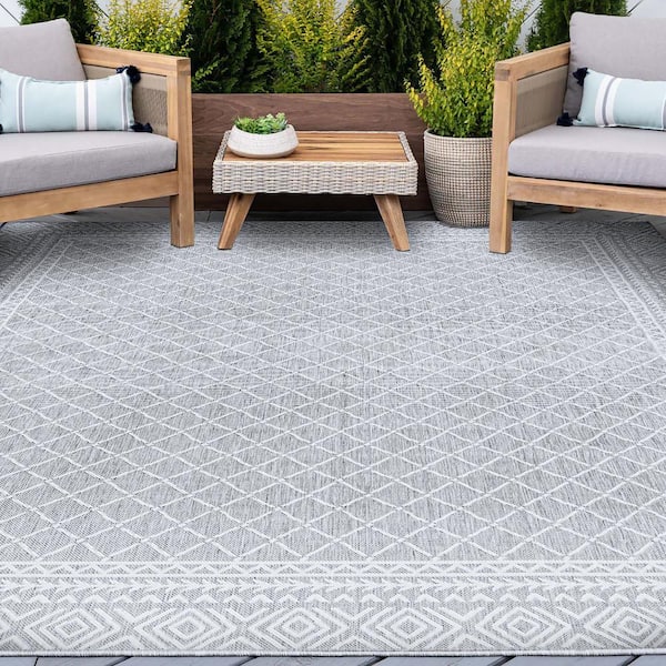 Eco Diamond Gray 9 ft. x 12 ft. Indoor/Outdoor Area Rug