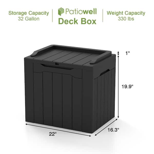 Patiowell 32 Gal. Waterproof Resin Plastic Deck Box, Outdoor  